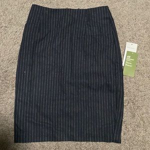 H&M Black Strips Wool Blend Pencil Skirt w/ Belt holder/Pockets